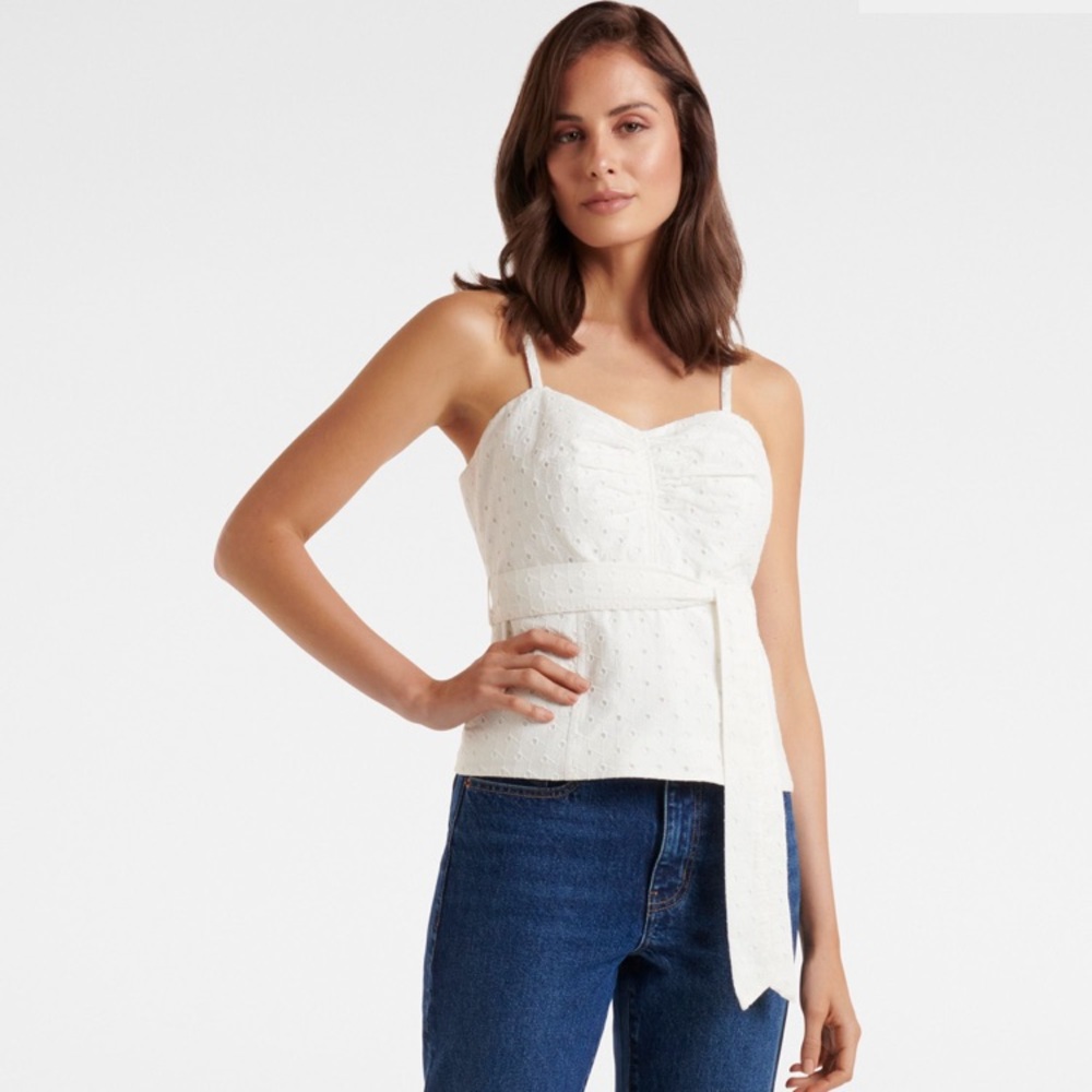 Forever New Mimi Embroidered Linen Bustier - Picture 1 of 7